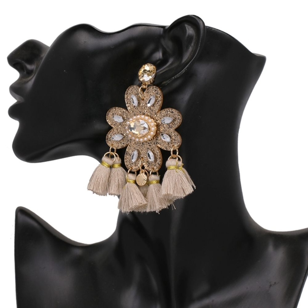 Nude Tassel Drop Earrings